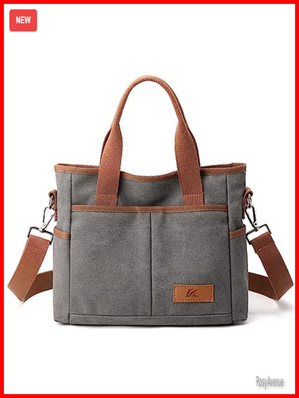 Canvas Tote Bag Multi-Pocket Shoulder Crossbody Handbag
